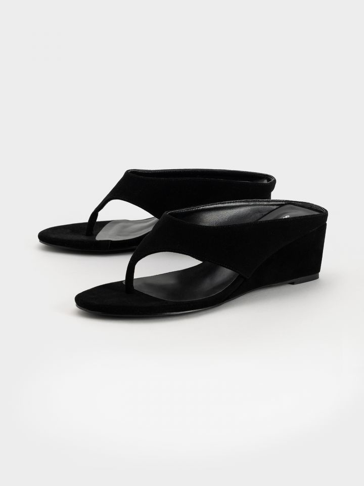 כפכפי אצבע פלטפורמה שחורות